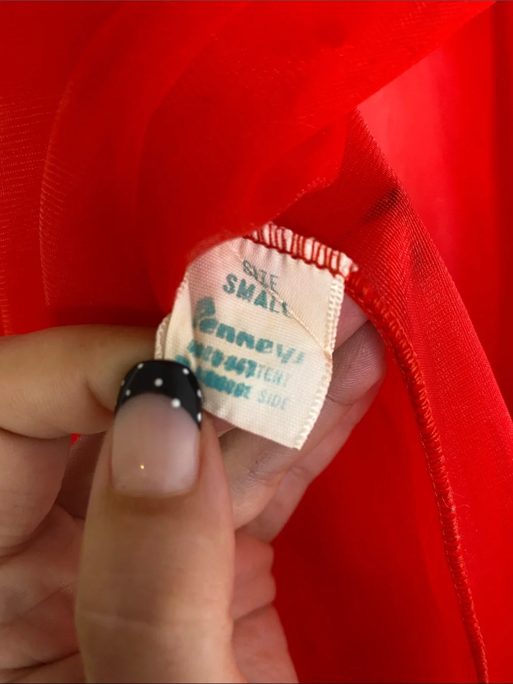 Vintage Red Sheer Bed Jacket with Lace Collar - Picture 2 of 7